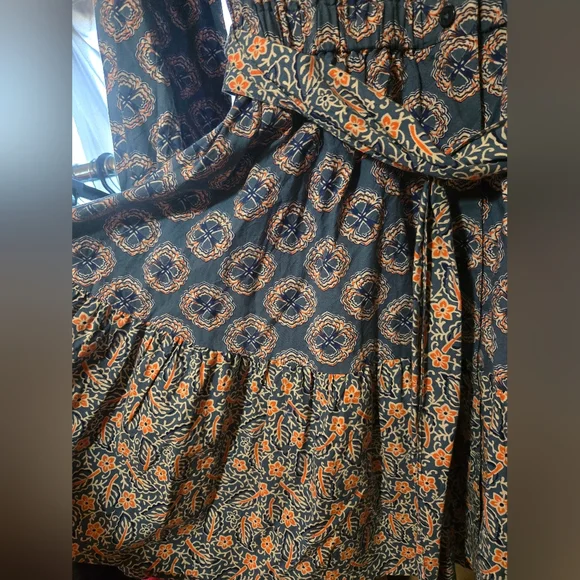 Roller Rabbit long sleeves blue and orange floral dress - Picture 3 of 10
